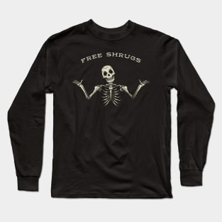 Free Shrugs Skeleton Sign by Tobe Fonseca Long Sleeve T-Shirt